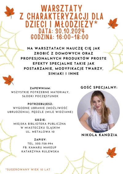 grafika do wpisu: Warsztaty z charakteryzacji o tematyce halloweenowej