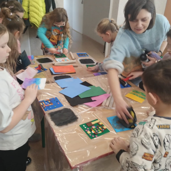 Zimowe klockoobrazy- warsztaty plastyczne z Panią Izą Kot